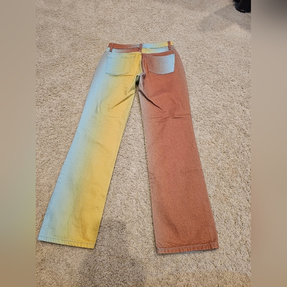 Zara Rainbow Ombre High Rise Jeans – Size 6 – NWT Viral & Rare - Picture 5 of 7